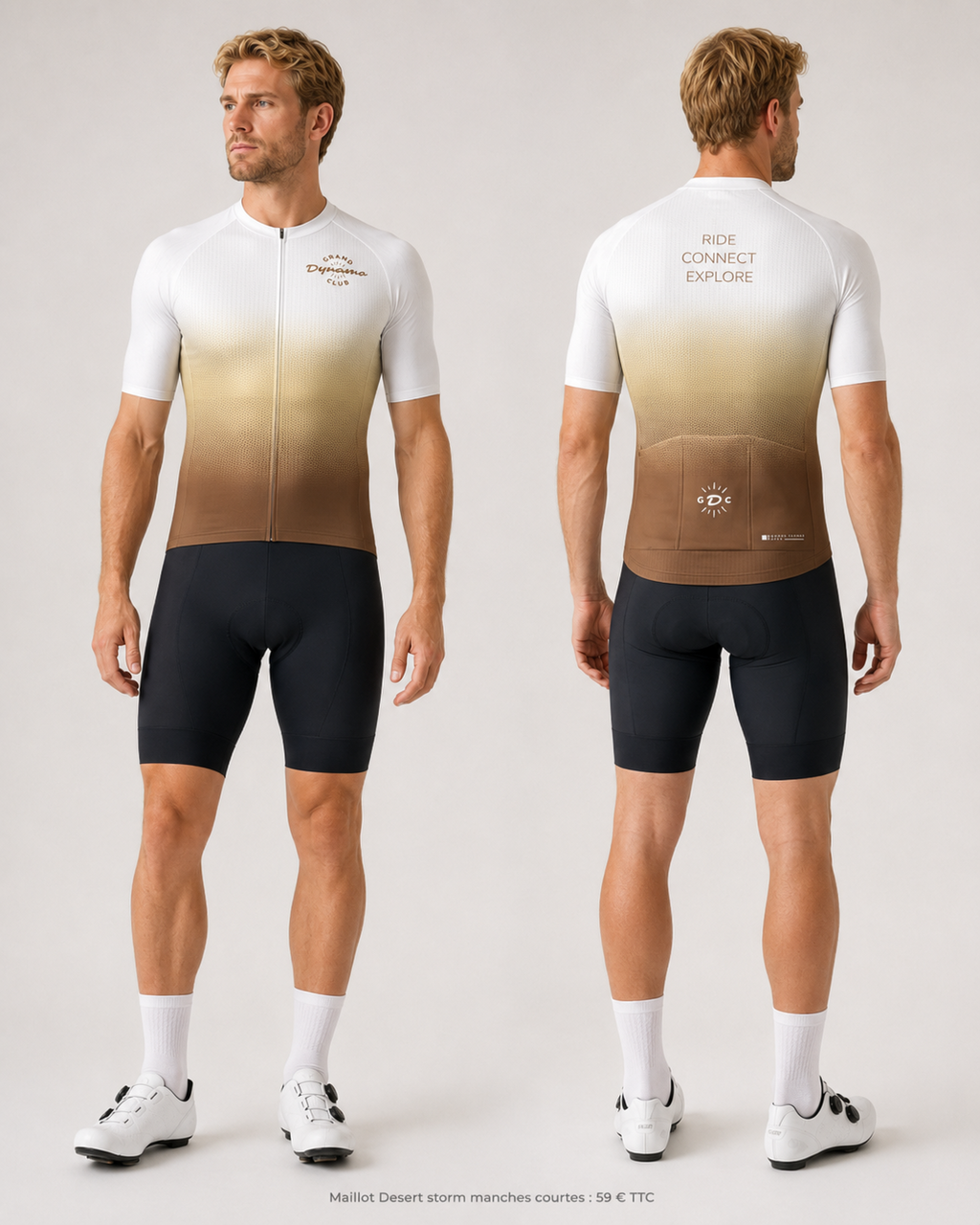 Maillot Desert Storm manches courtes — porté, face et dos