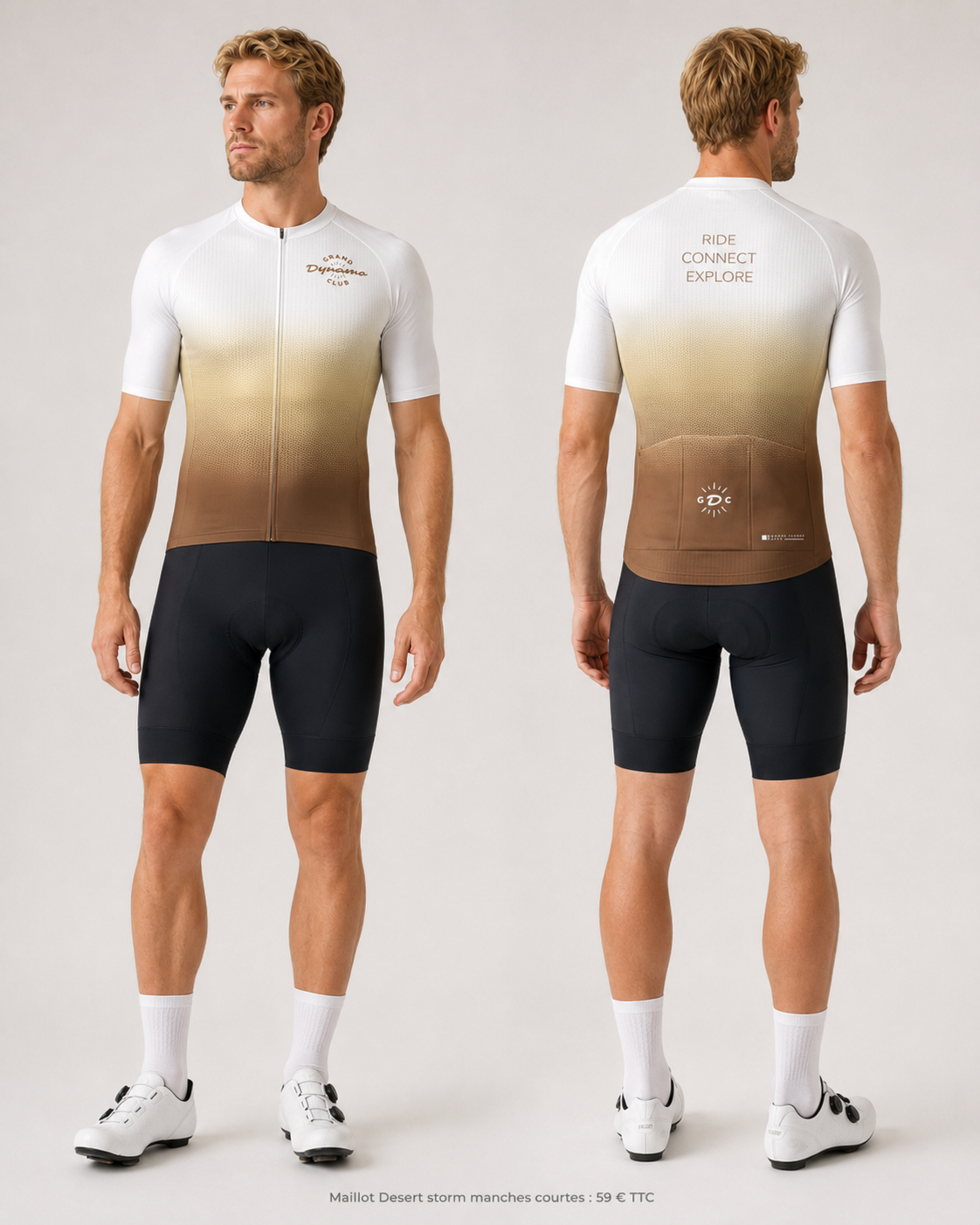 Maillot Desert Storm manches courtes — porté, face et dos