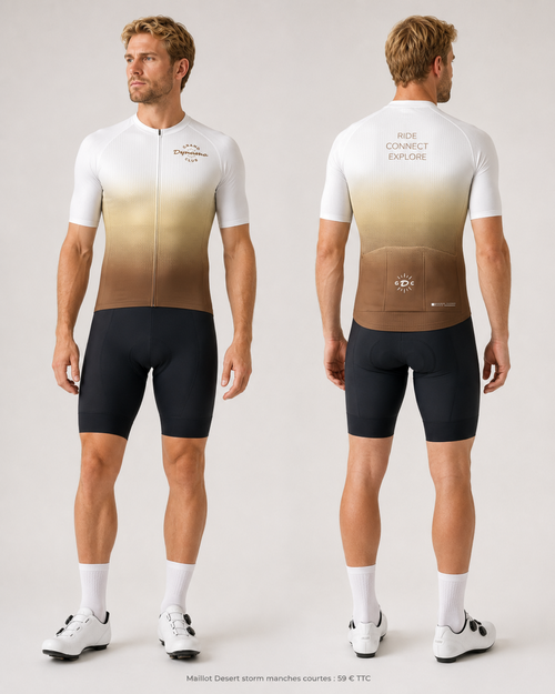 Maillot Desert Storm manches courtes — porté, face et dos