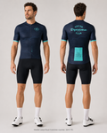 Maillot Lazer Blue manches courtes — porté, face et dos