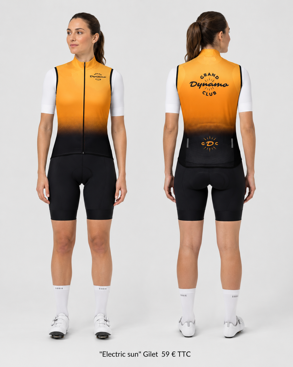 Gilet Electric Sun — porté, face et dos